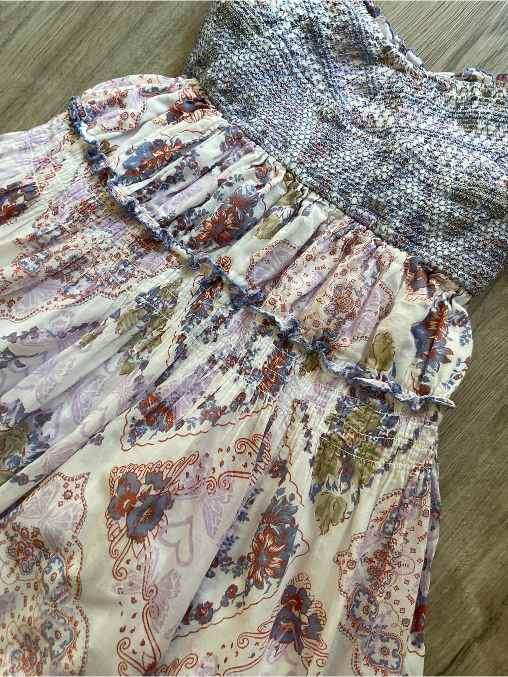 Free People Forever Favorite Lavender Paisley Smocked Maxi Dress Size Medium - Picture 7 of 16